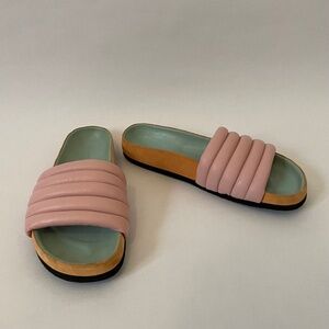 Isabel Marant Hellea Quilted Leather Slide Sandal, Pink Colorful, Women's 9.5